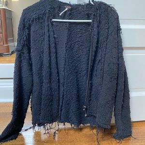Free People Black Distressed Jacket